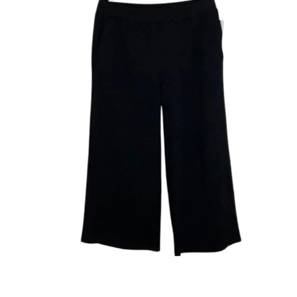 EILEEN FISHER BLACK WIDE‎ LEG PULL ON PANTS CROPPED SZ. MEDIUM NWT - Picture 2 of 3
